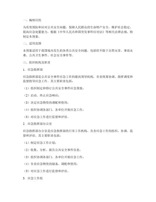 公共安全问题应急预案