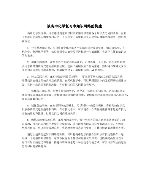 谈高中化学复习中知识网络的构建