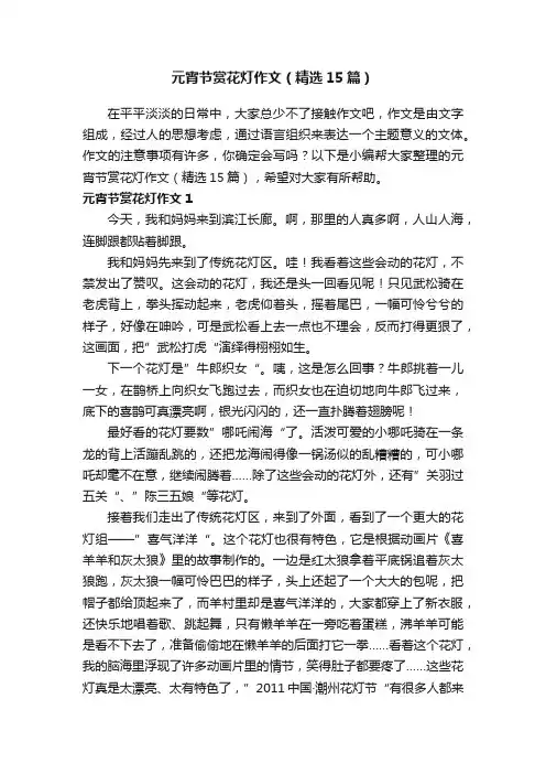 元宵节赏花灯作文（精选15篇）