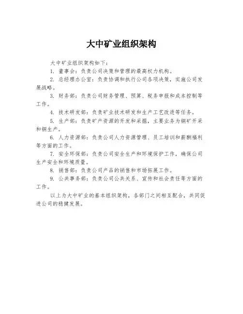 大中矿业组织架构