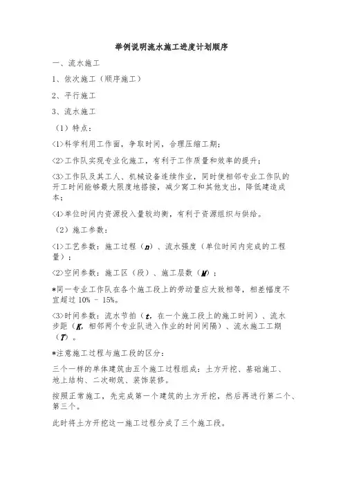 举例说明流水施工进度计划顺序