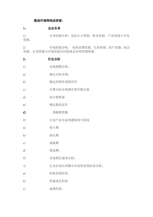 微观环境的构成要素