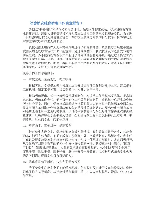 社会治安综合治理工作自查报告