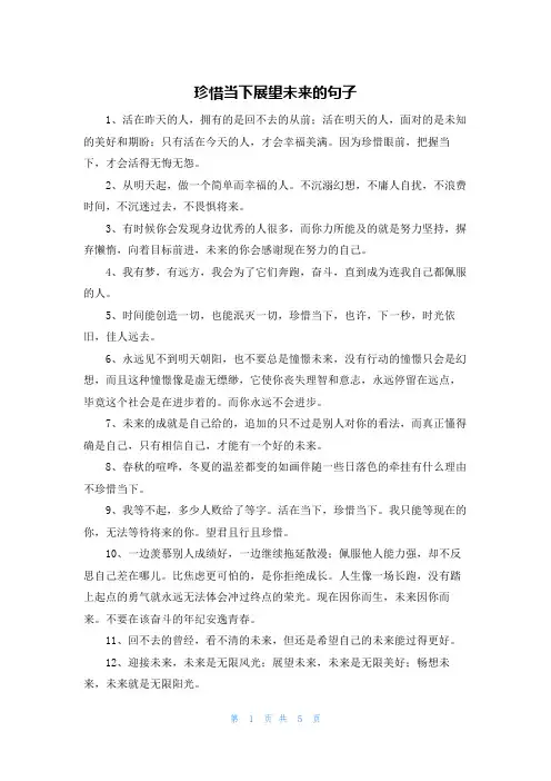 珍惜当下展望未来的句子