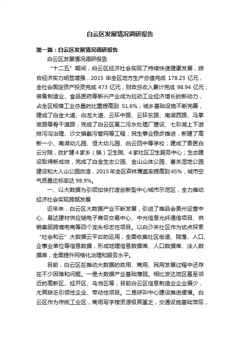 白云区发展情况调研报告