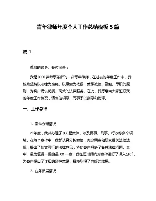 青年律师年度个人工作总结模板5篇