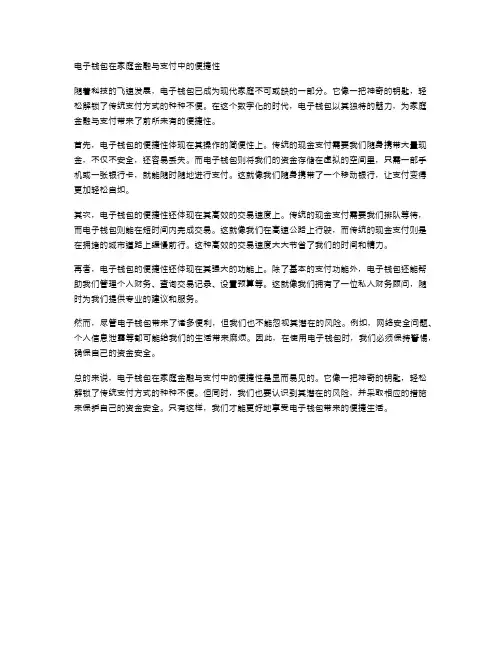 电子钱包在家庭金融与支付中的便捷性