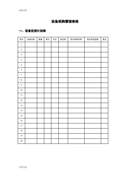 设备采购管理系统表格