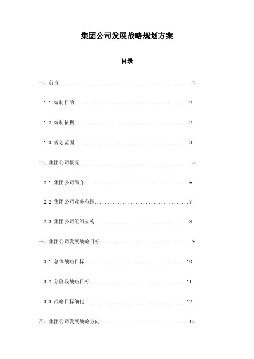 集团公司发展战略规划方案