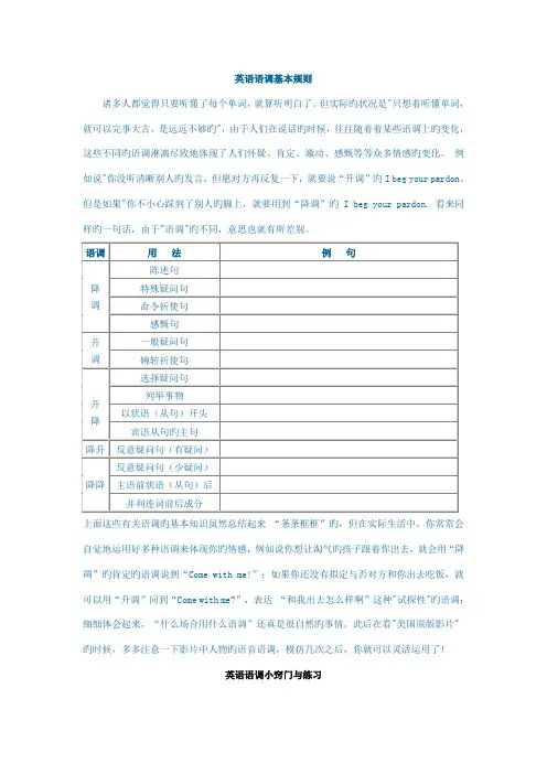 英语语调基本统一规则
