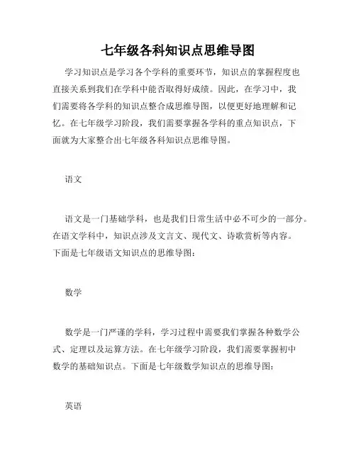 七年级各科知识点思维导图