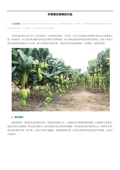 芒果保花保果的方法