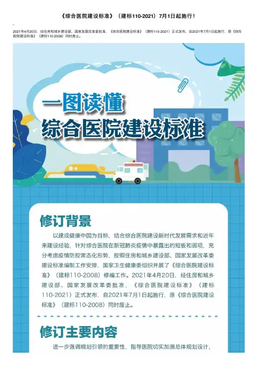 《综合医院建设标准》（建标110-2021）7月1日起施行！