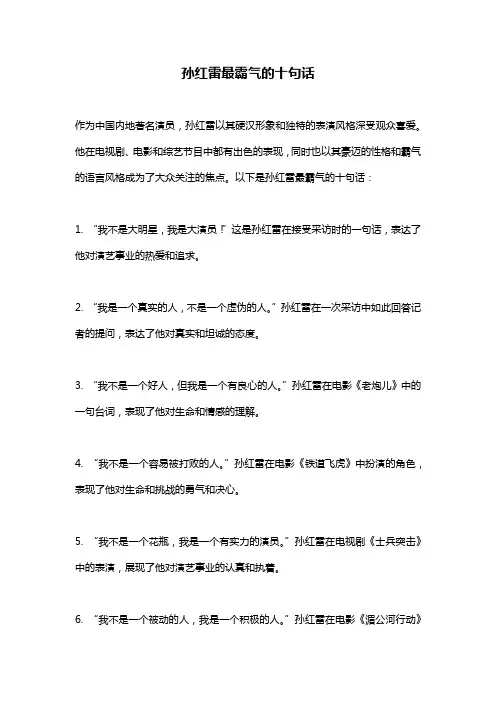 孙红雷最霸气的十句话