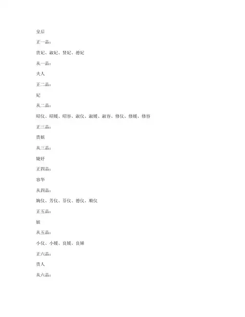 妃嫔等级