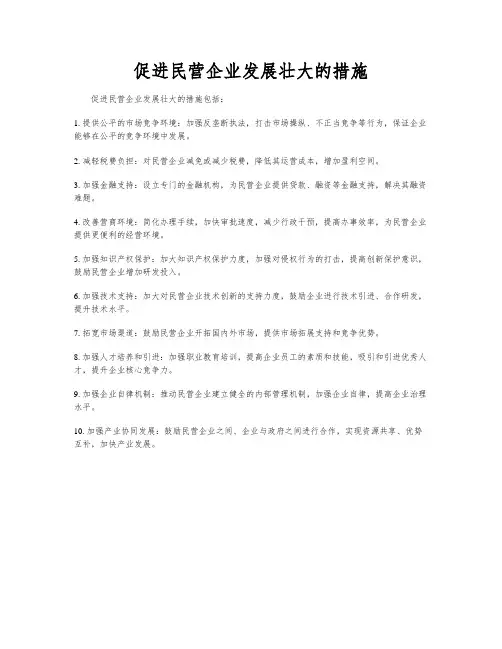 促进民营企业发展壮大的措施