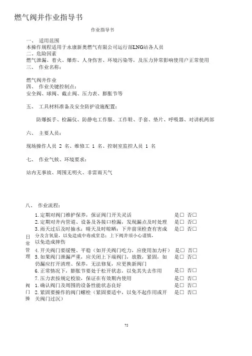 燃气阀井作业指导书