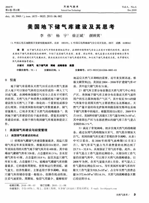 美国地下储气库建设及其思考