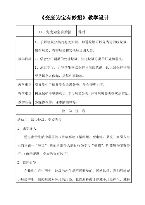 11.变废为宝有妙招  （共10张）教案