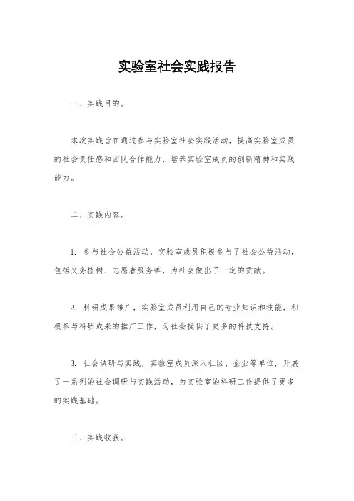 实验室社会实践报告