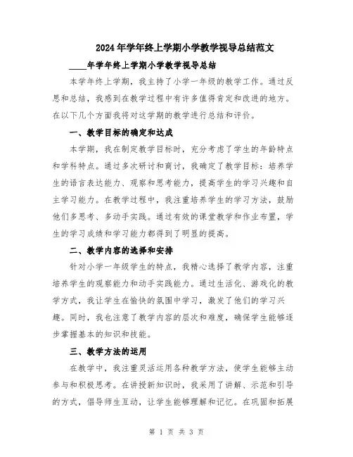 2024年学年终上学期小学教学视导总结范文
