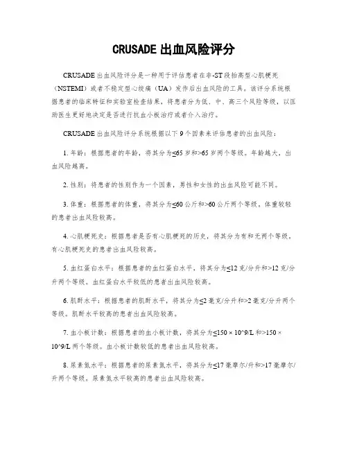 CRUSADE出血风险评分