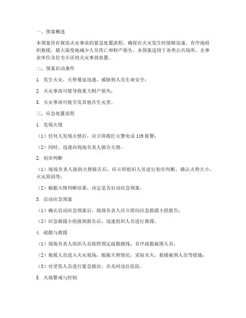 火灾事故紧急预案处置卡
