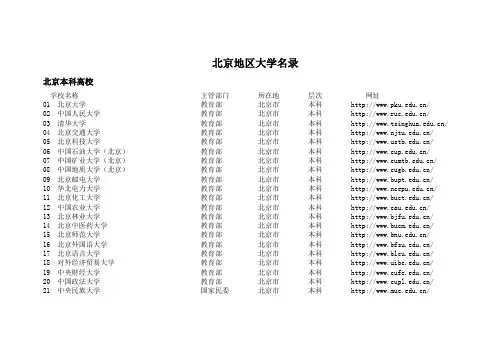 北京地区大学名录
