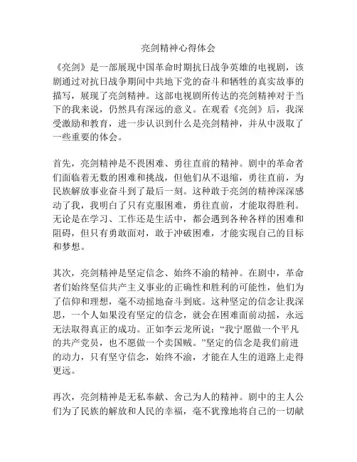 亮剑精神心得体会