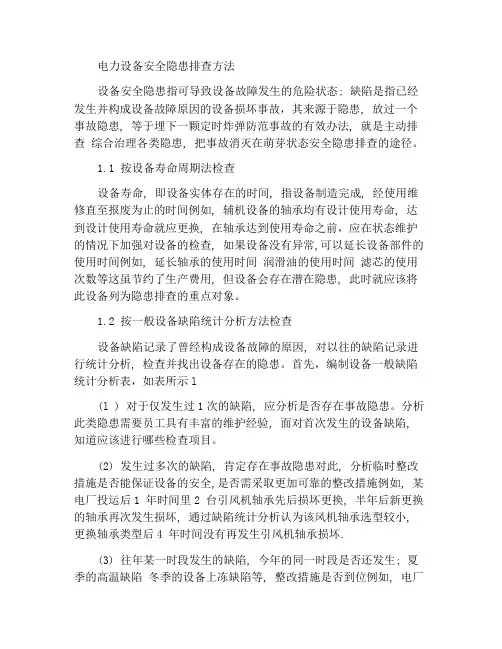 电力设备安全隐患排查方法