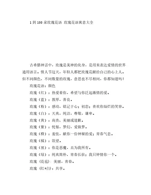 1到100朵玫瑰花语 玫瑰花语寓意大全