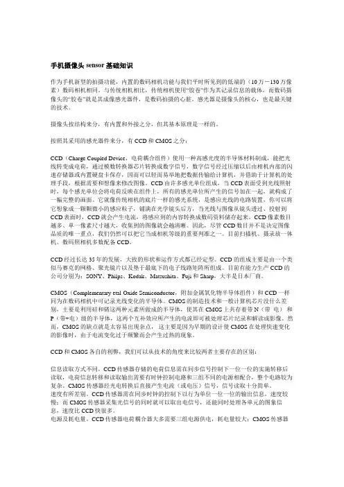 手机摄像头sensor基础知识