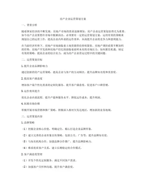 房产企业运营策划方案