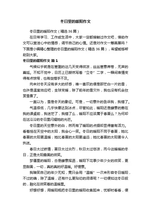 冬日里的暖阳作文（精选36篇）