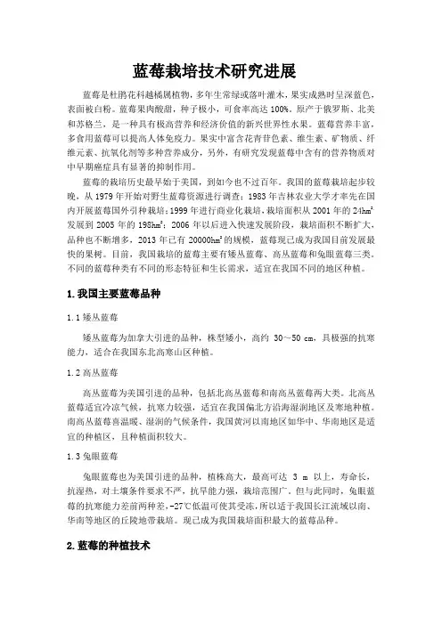 蓝莓栽培技术研究进展