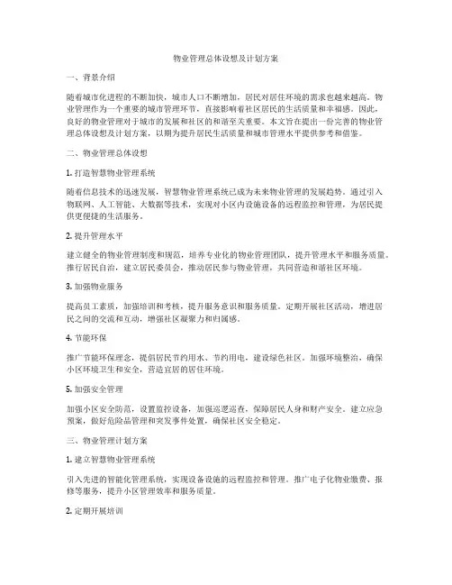 物业管理总体设想及计划方案
