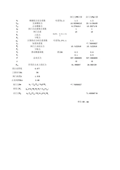 闸门启闭力力计算