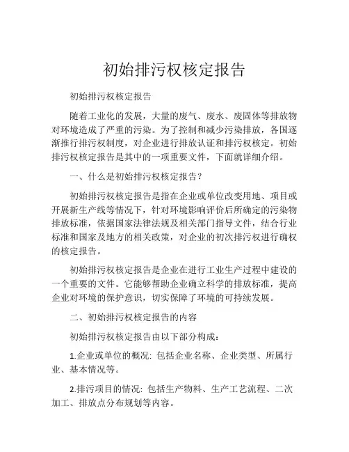 初始排污权核定报告