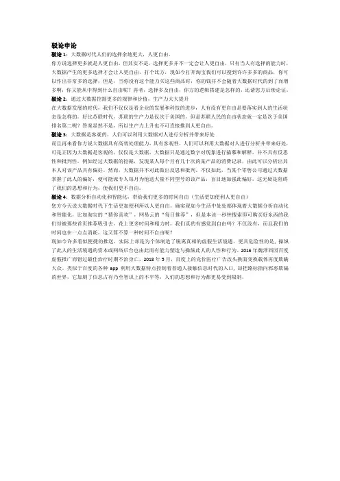 大数据时代人更不自由 二辩环节