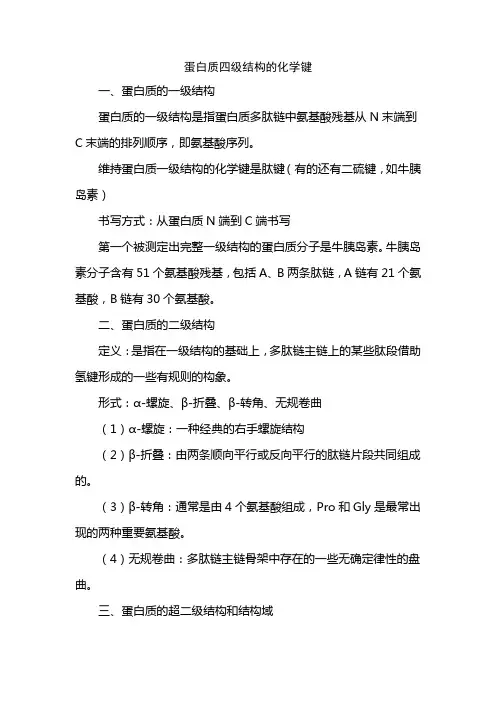 蛋白质四级结构的化学键
