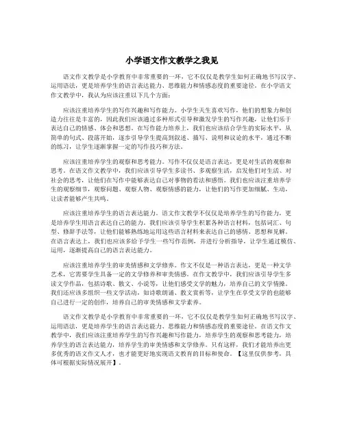 小学语文作文教学之我见