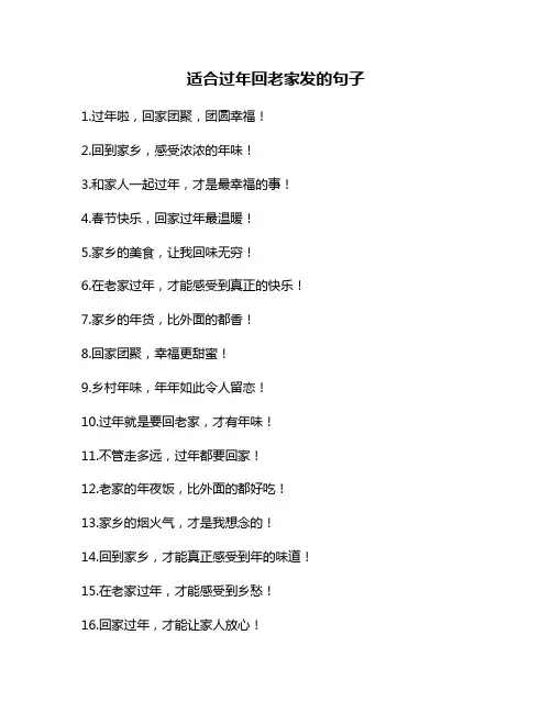 适合过年回老家发的句子