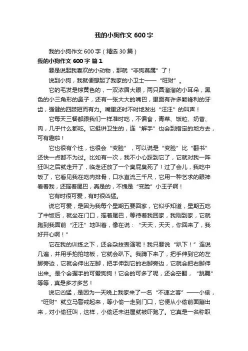 我的小狗作文600字（精选30篇）