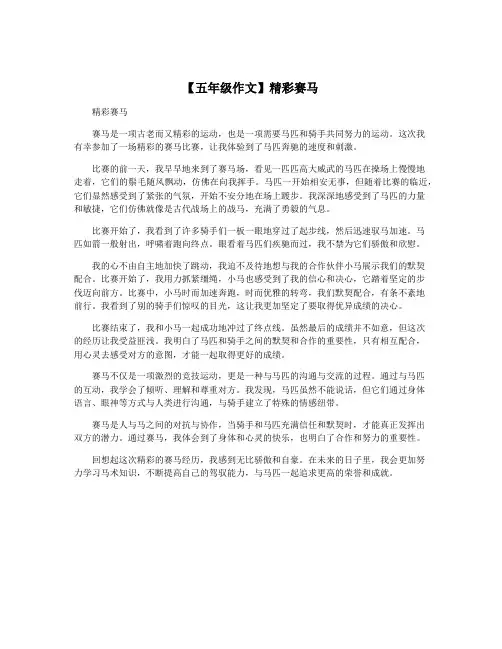 【五年级作文】精彩赛马