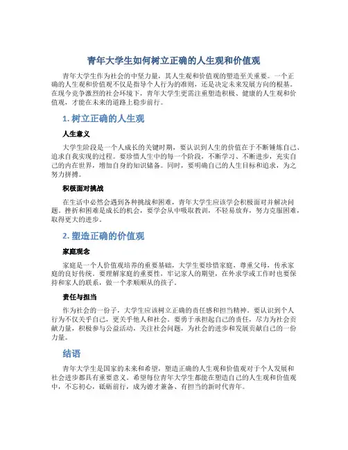 青年大学生应该如何树立正确的人生观和价值观