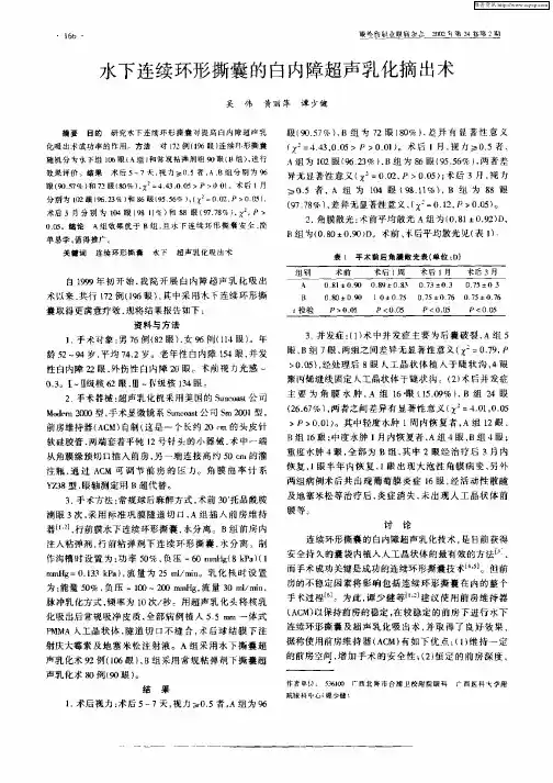 水下连续环形撕囊的白内障超声乳化摘出术