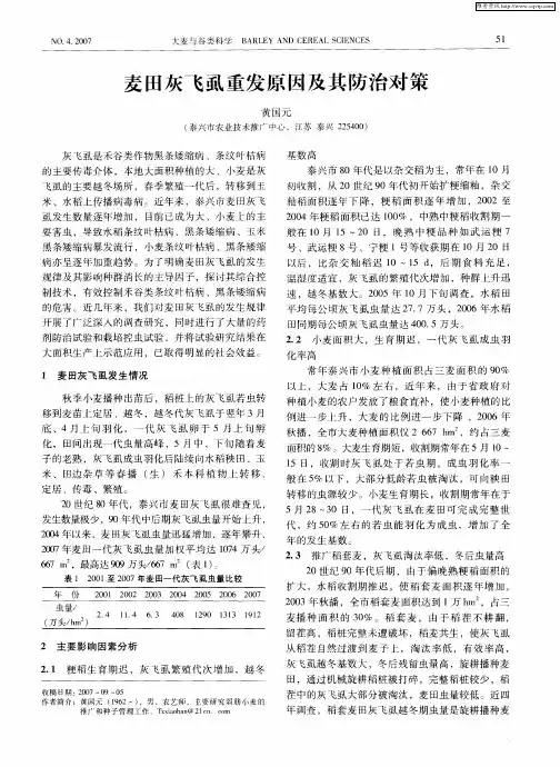麦田灰飞虱重发原因及其防治对策
