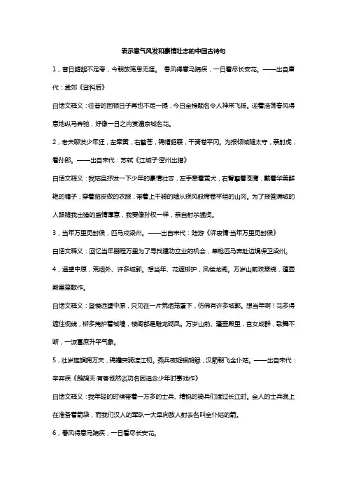 表示意气风发和豪情壮志的中国古诗句