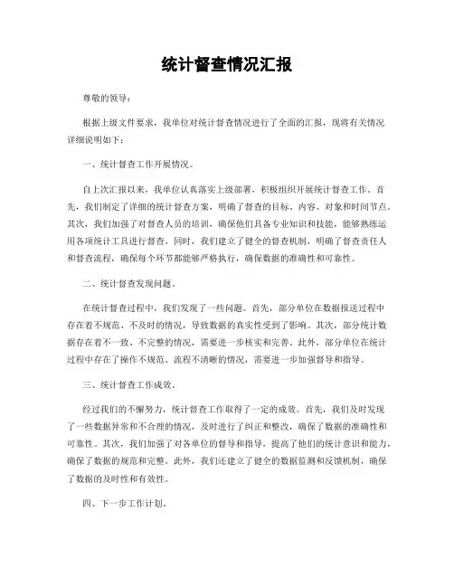 统计督查情况汇报