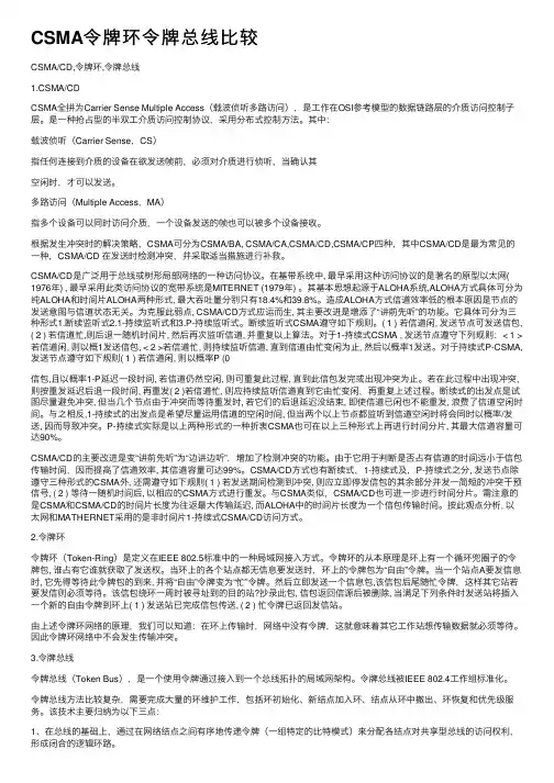 CSMA令牌环令牌总线比较